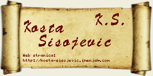 Kosta Sisojević vizit kartica